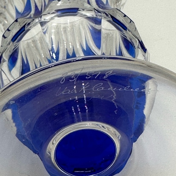 Art Deco Cobalt Blue Cut to Clear CRYSTAL VASE - Picture 6 of 16